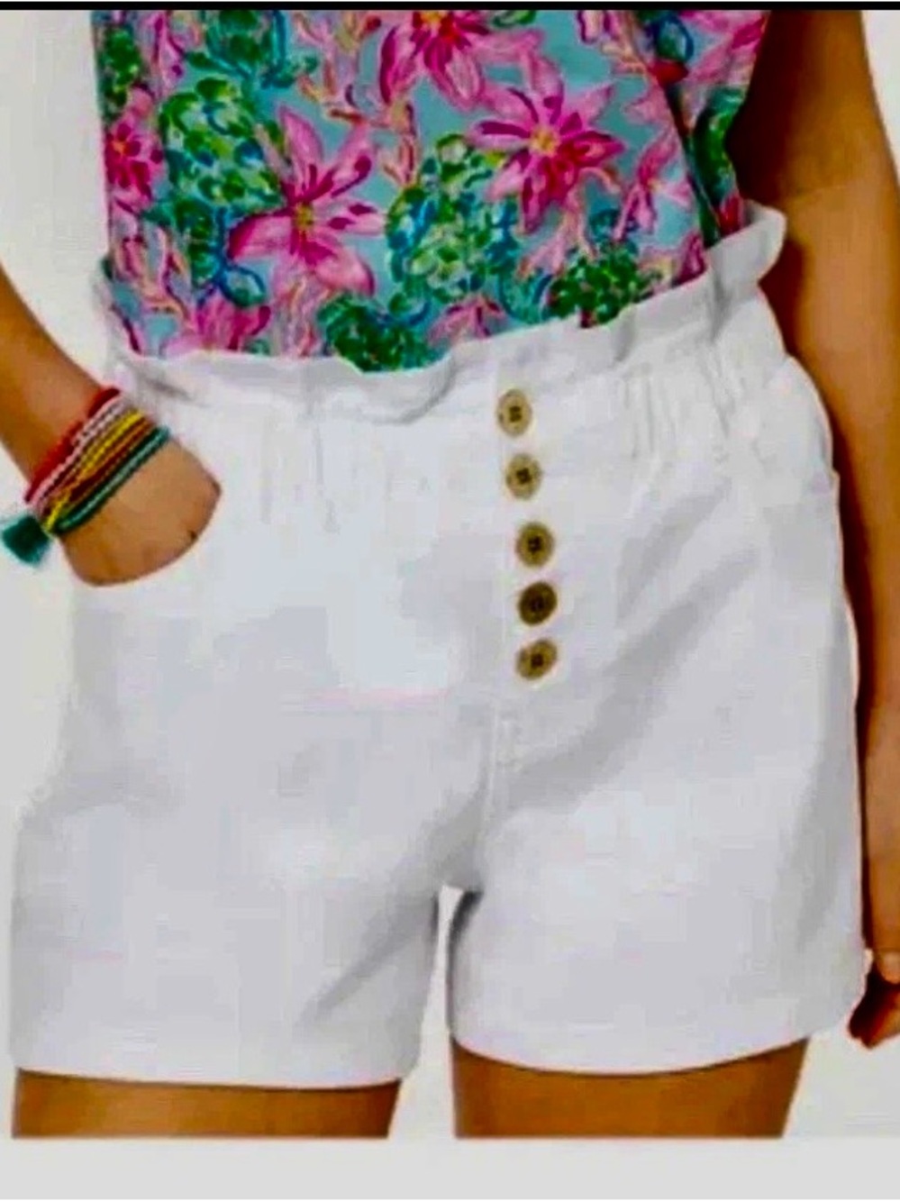 Lilly Pulitzer White Button Front Shorts Size 4 EUC